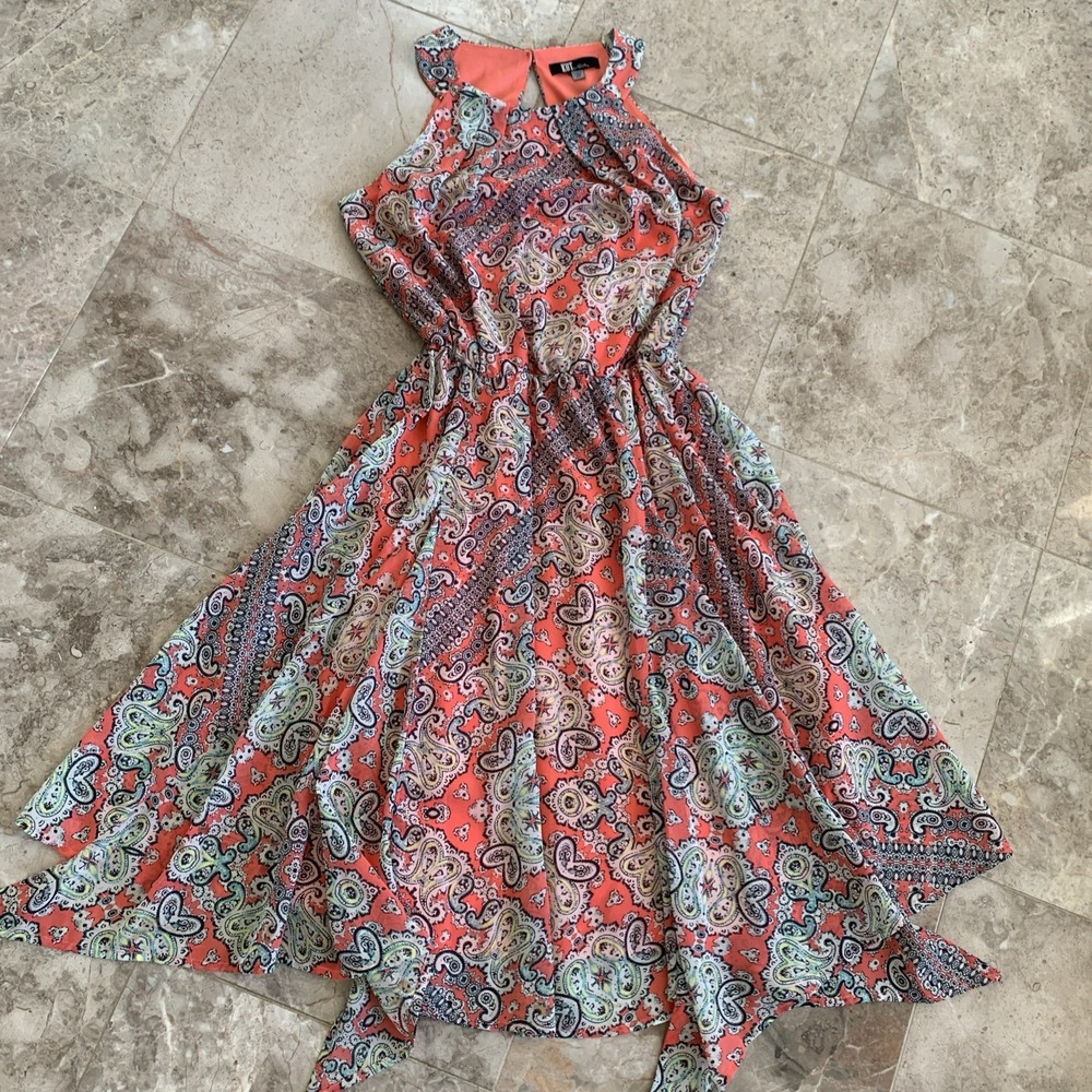 Kut from the Kloth Multicolor Paisley Handkerchief Dress Sz Petite 2 Lined